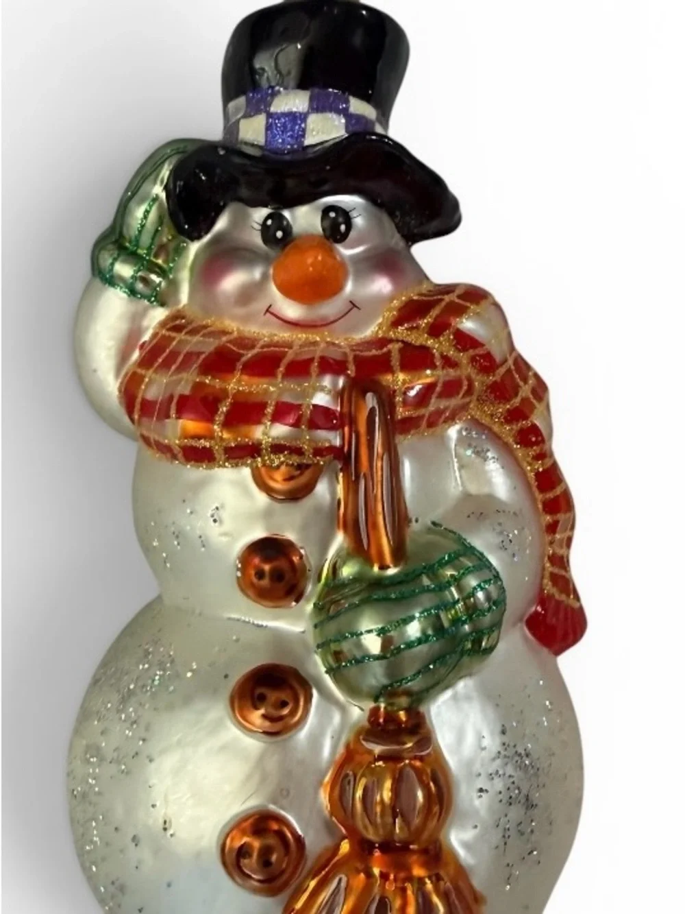 Hand-Painted Glass Snowman Ornament Chilly SweeperChristopher Radko C